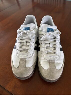 Adidas Samba OG White Sneakers with Black Stripes. Gently worn.
